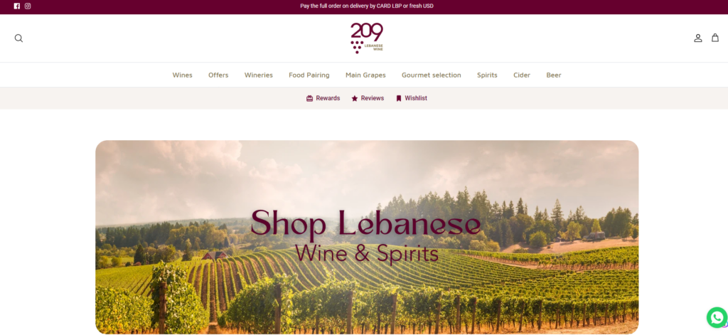 209 Lebanese Wine Shopify Store Preview
