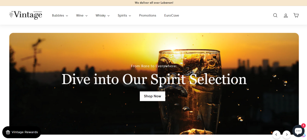 Vintage Wine Spirits Shopify Store Preview