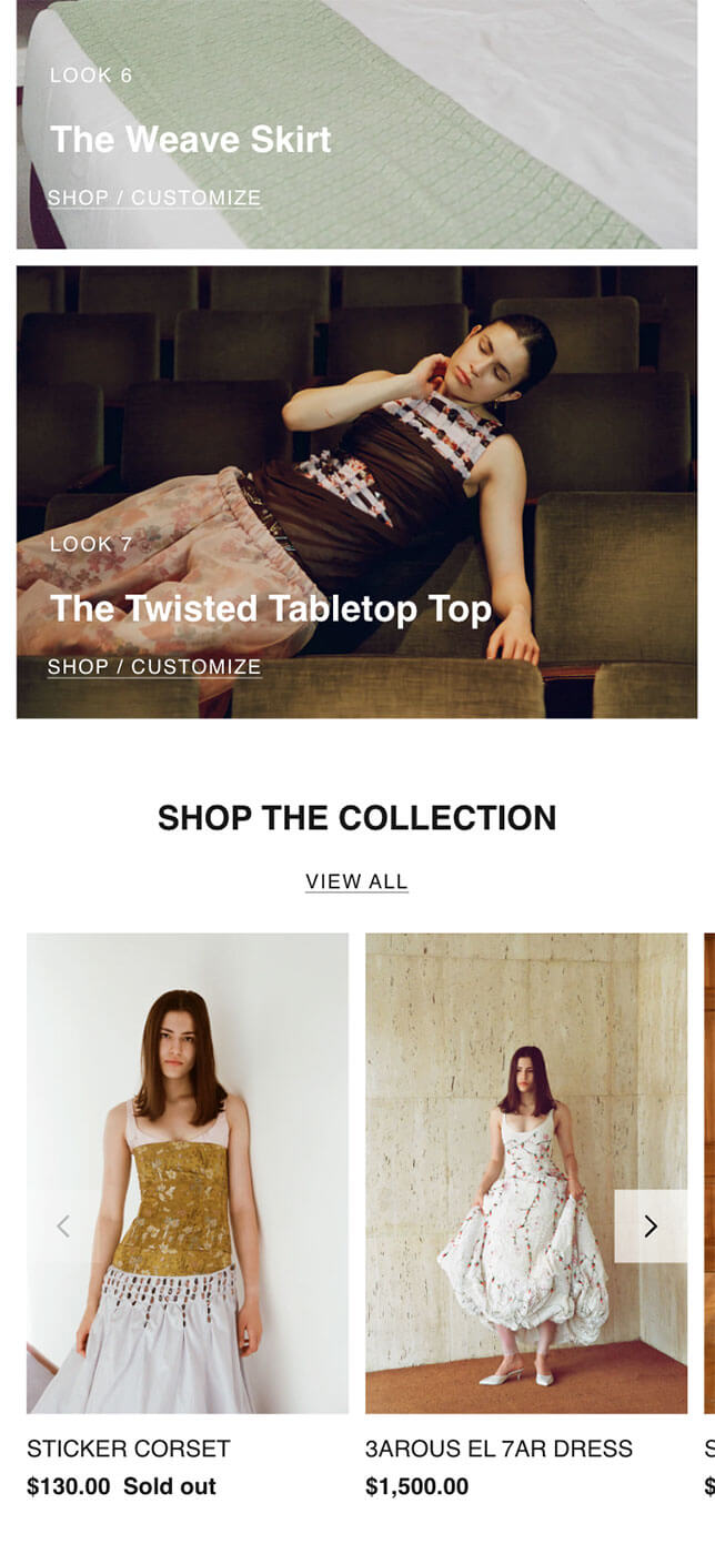 Creative Space Beirut Shopify store — graduate designer special collection page preview on mobile