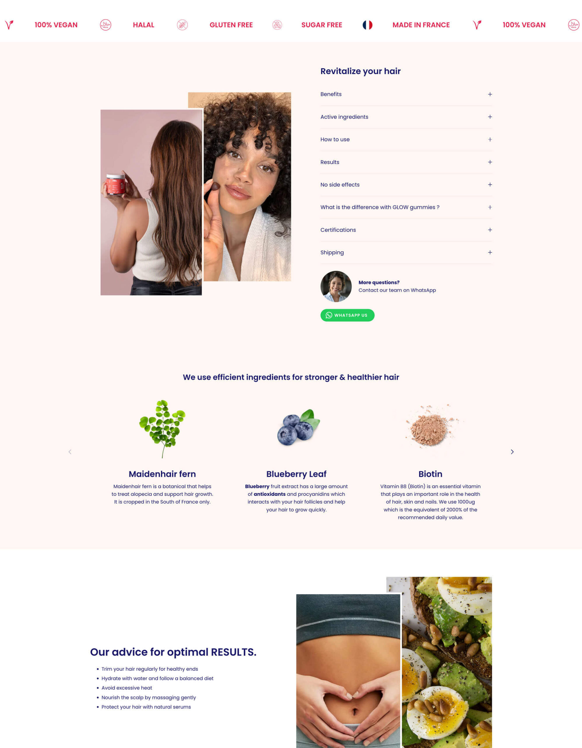 RITE Shopify store — product detail page with ingredients