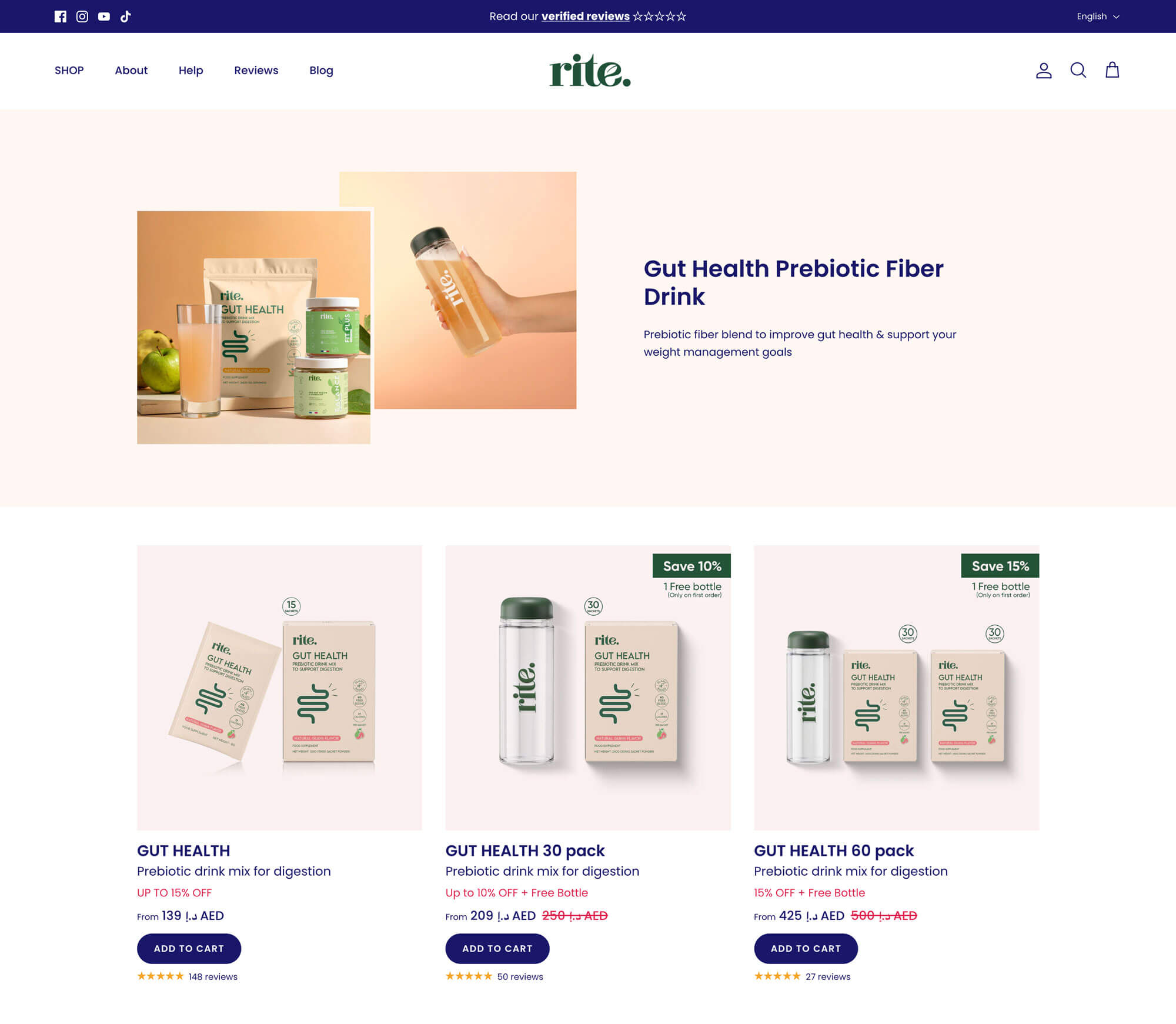 RITE Shopify store — featured collection